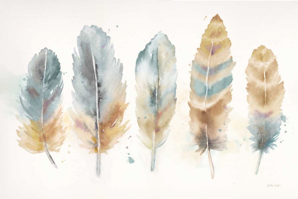 Watercolor Feathers Neutral Landscape art print by Cynthia Coulter for $57.95 CAD
