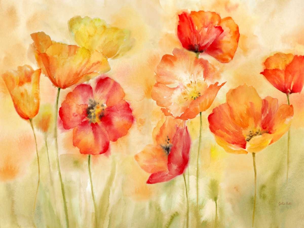 Watercolor Poppy Meadow Spice Landscape art print by Cynthia Coulter for $57.95 CAD