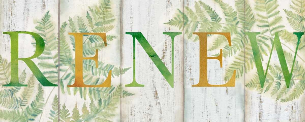 Renew Rustic Botanical Sign art print by Cynthia Coulter for $57.95 CAD