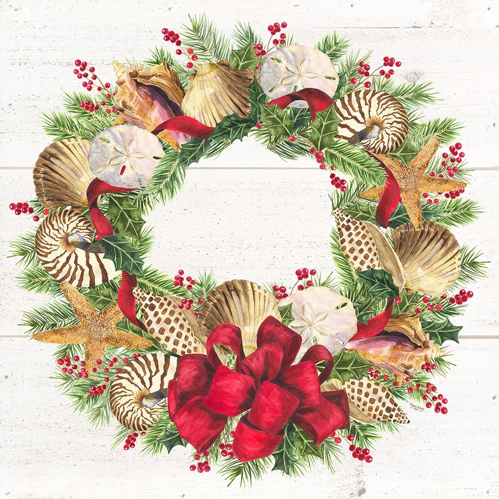 Christmas by the Sea Wreath square art print by Tara Reed for $57.95 CAD
