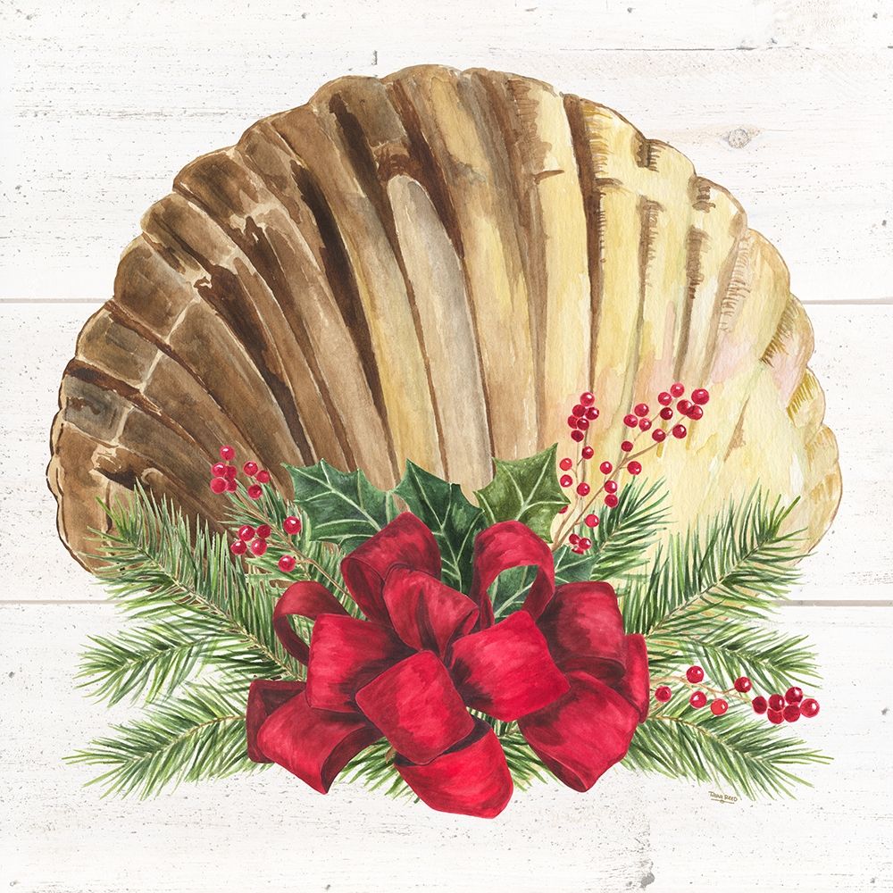 Christmas by the Sea Scallop square art print by Tara Reed for $57.95 CAD