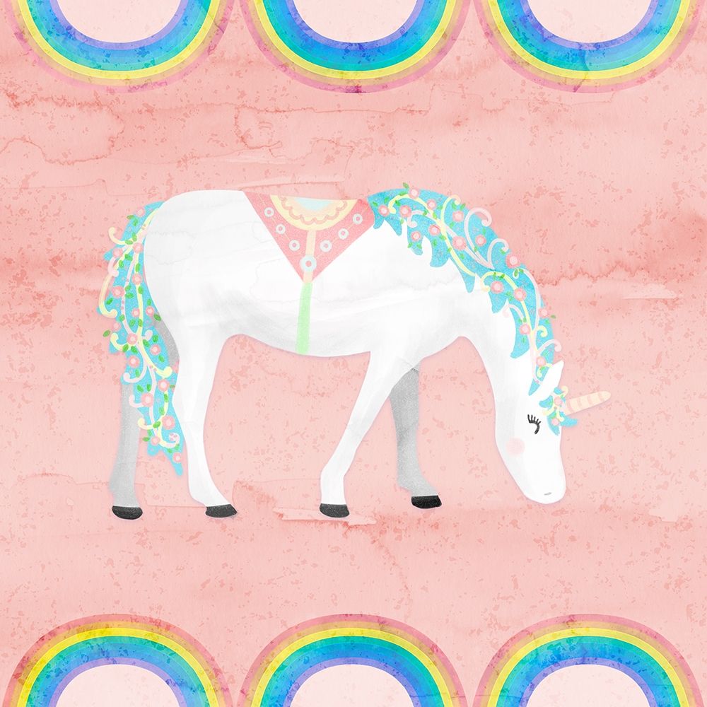 Rainbow Unicorn III art print by Noonday Design for $57.95 CAD