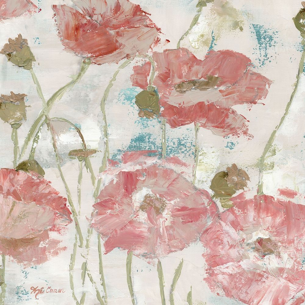 Poppies in the Wind Blush Square art print by Marie-Elaine Cusson for $57.95 CAD