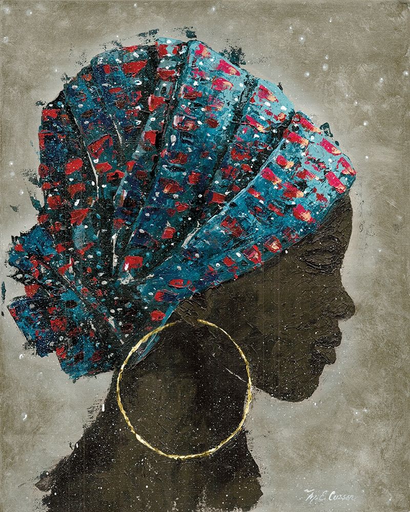 Profile of a Woman I (gold hoop) art print by Marie-Elaine Cusson for $57.95 CAD