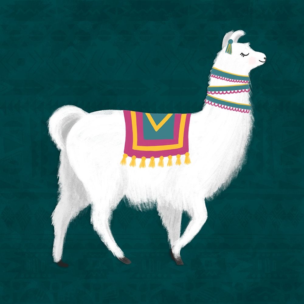 Lovely Llama Jewel Tones I -Teal art print by Noonday Design for $57.95 CAD
