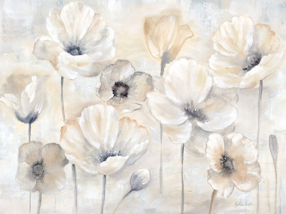 Gray Poppy Garden Landscape art print by Cynthia Coulter for $57.95 CAD