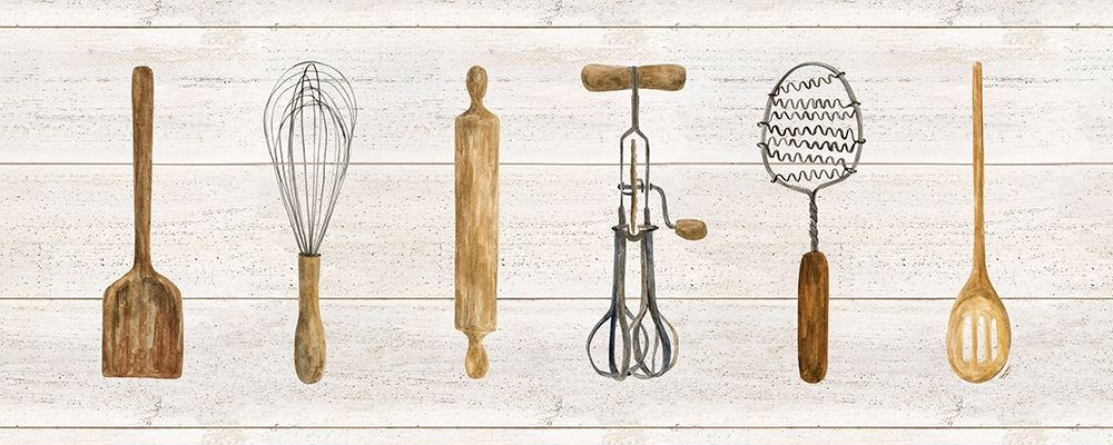 Vintage Kitchen Utensils Panel art print by Tara Reed for $57.95 CAD