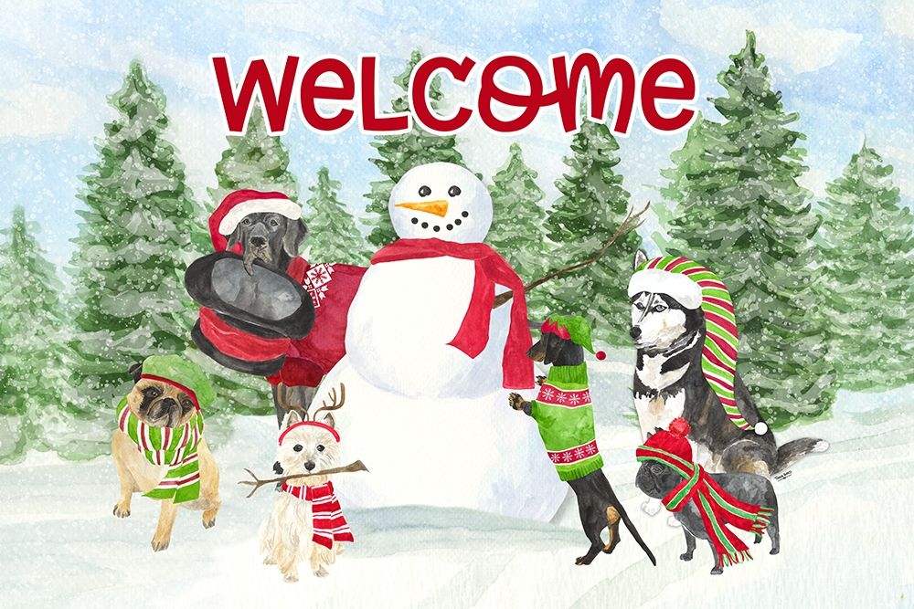 Dog Days of Christmas-Welcome art print by Tara Reed for $57.95 CAD