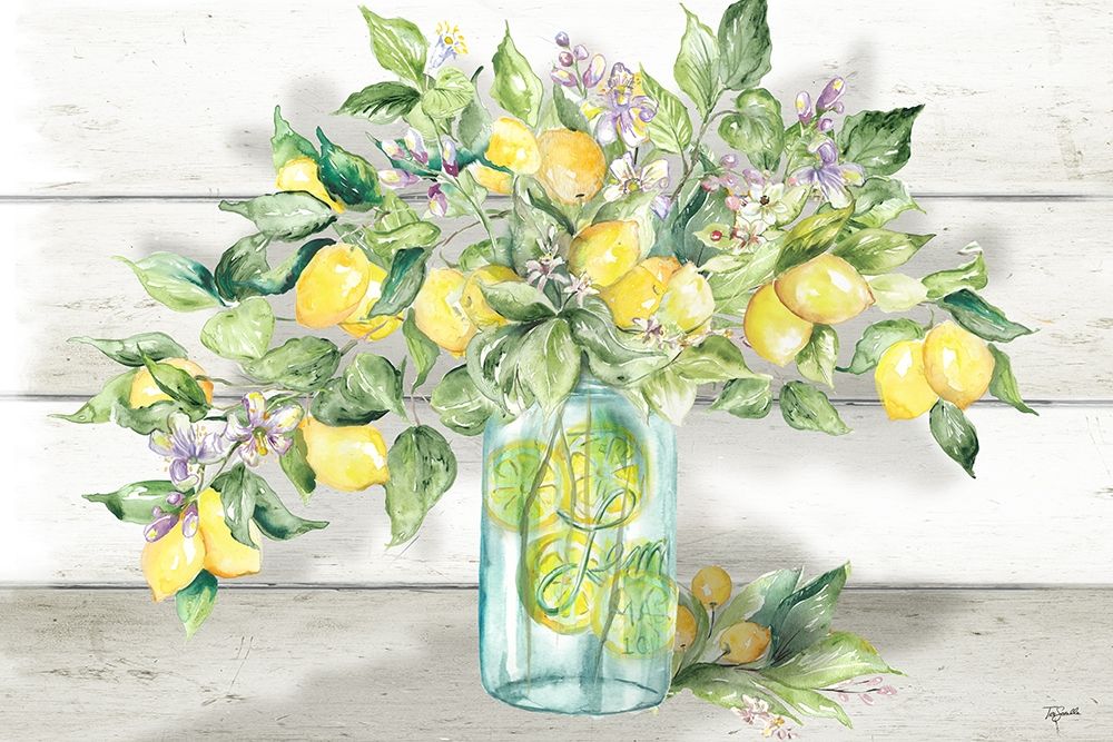 Watercolor Lemons in  Mason Jar Landscape art print by Tre Sorelle Studios for $57.95 CAD