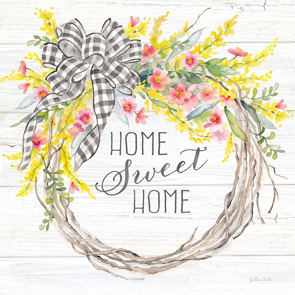 Spring Gingham Wreath Home art print by Cynthia Coulter for $57.95 CAD