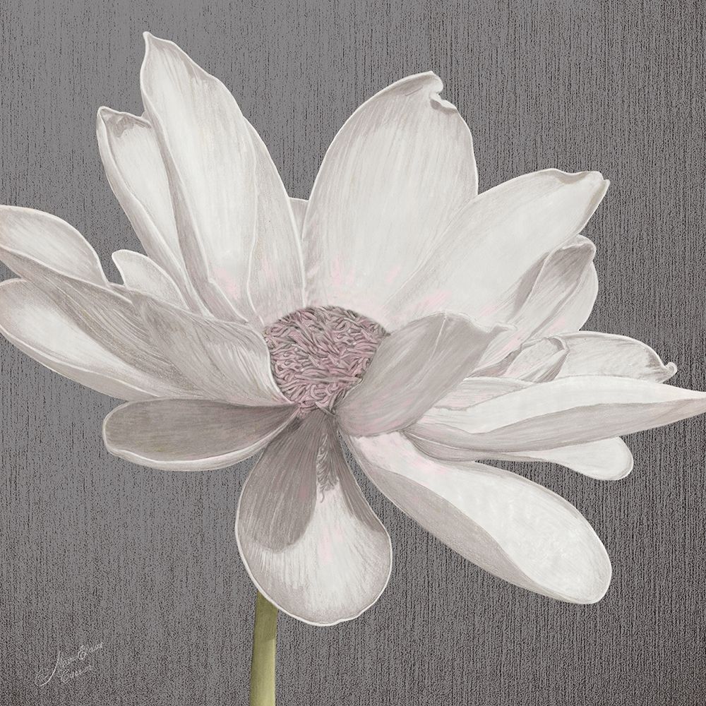 Vintage Lotus on Grey I art print by Marie-Elaine Cusson for $57.95 CAD