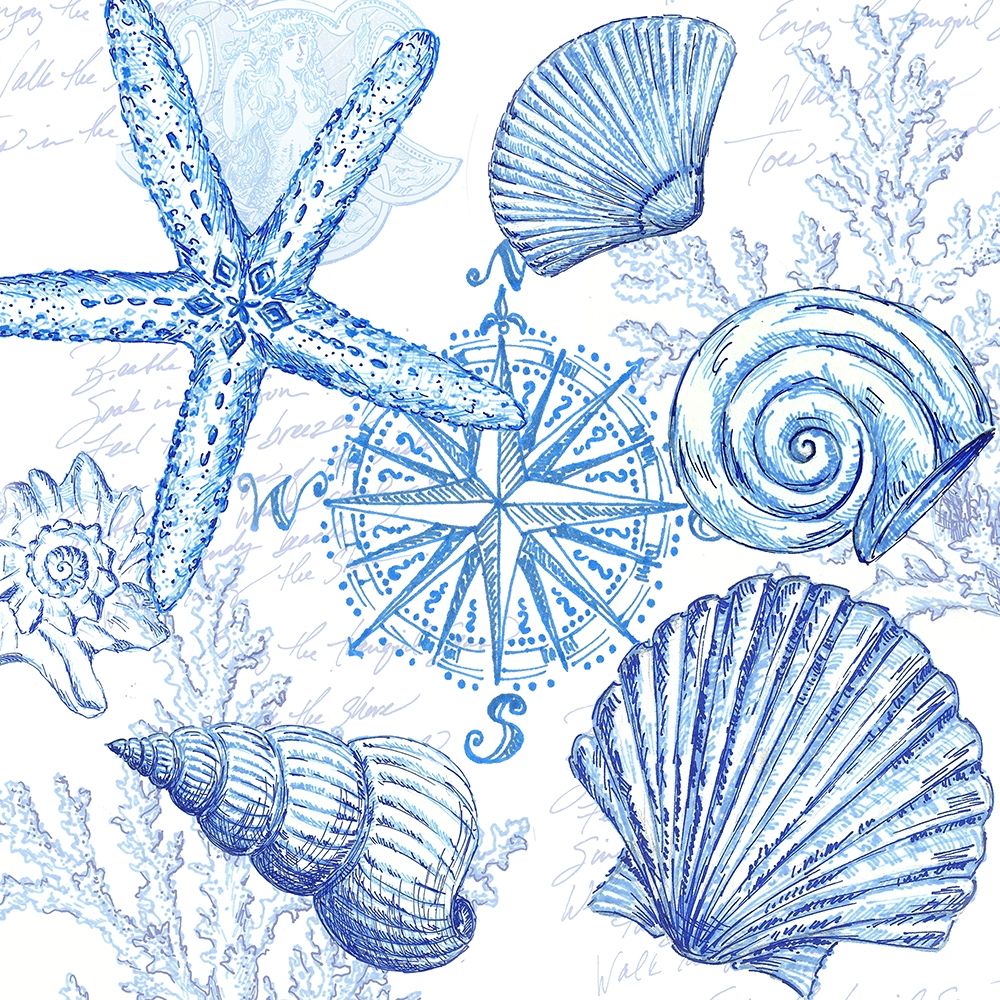 Coastal Sketchbook Shell Toss art print by Tre Sorelle Studios for $57.95 CAD