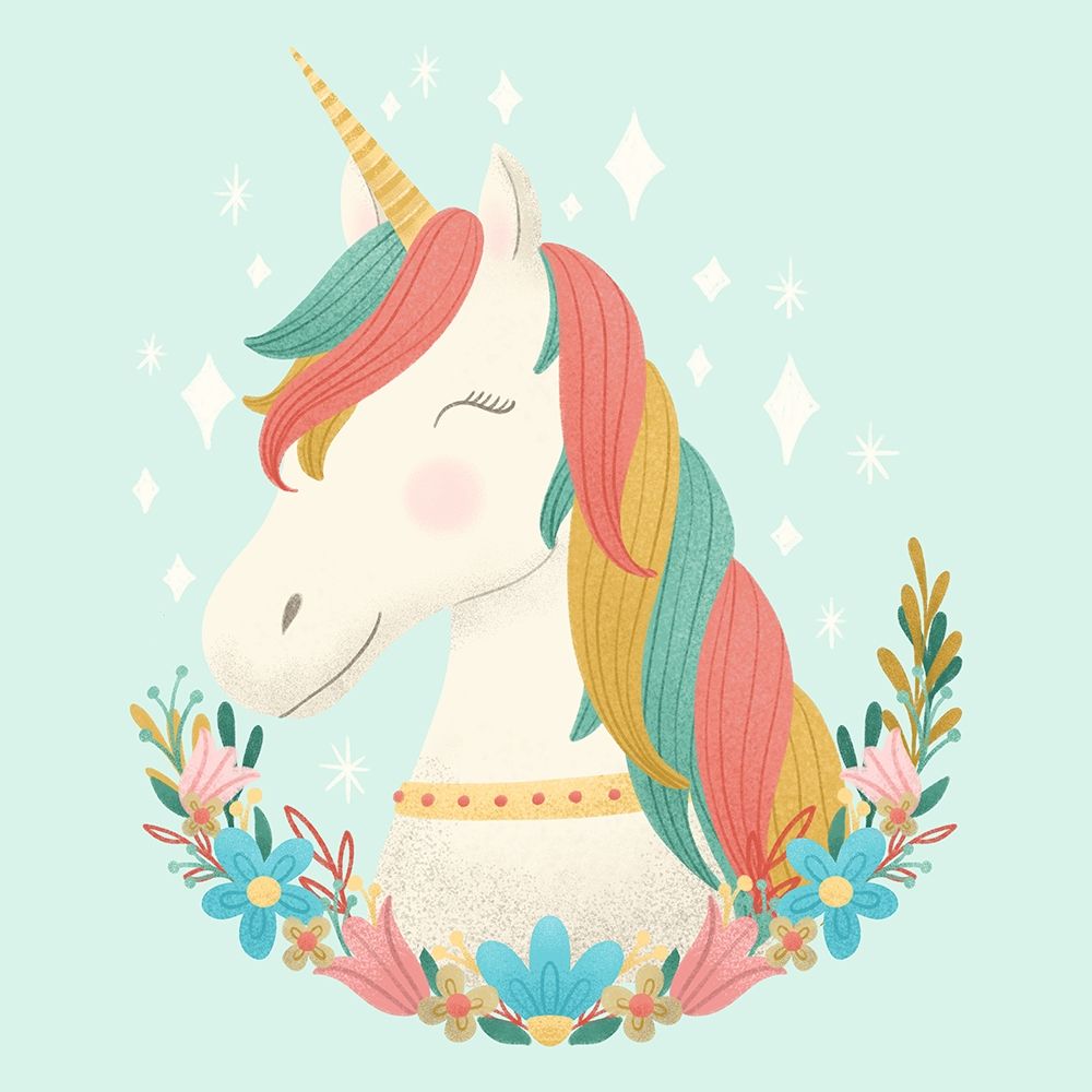 Unicorns and Flowers II art print by Noonday Design for $57.95 CAD