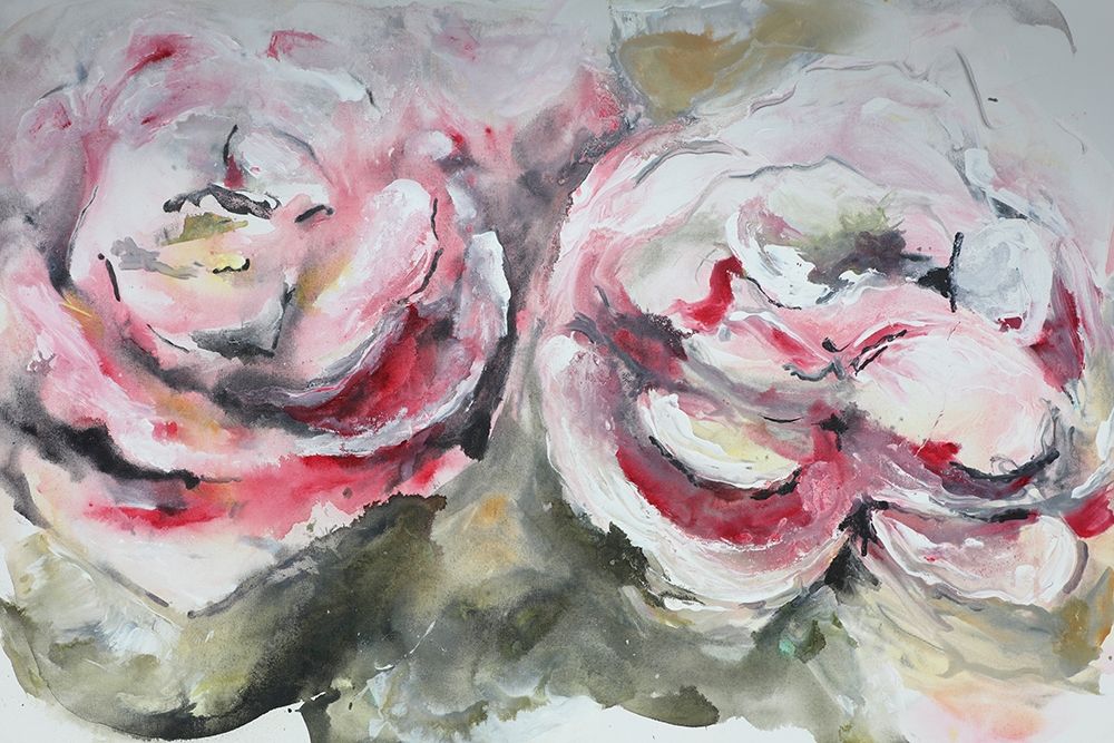 Pair of Pink Roses Landscape art print by Marcy Chapman for $57.95 CAD