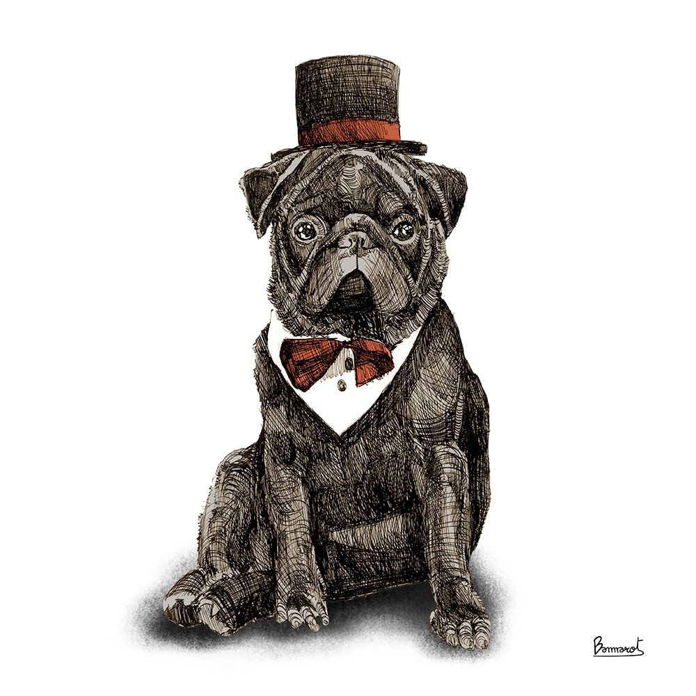 Pugs in hats III art print by Bannarot for $57.95 CAD