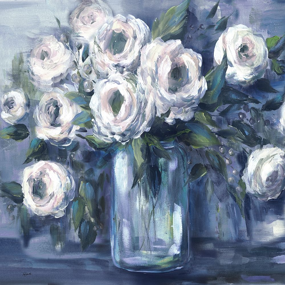Indigo and White Blooms in Mason Jar art print by Tre Sorelle Studios for $57.95 CAD