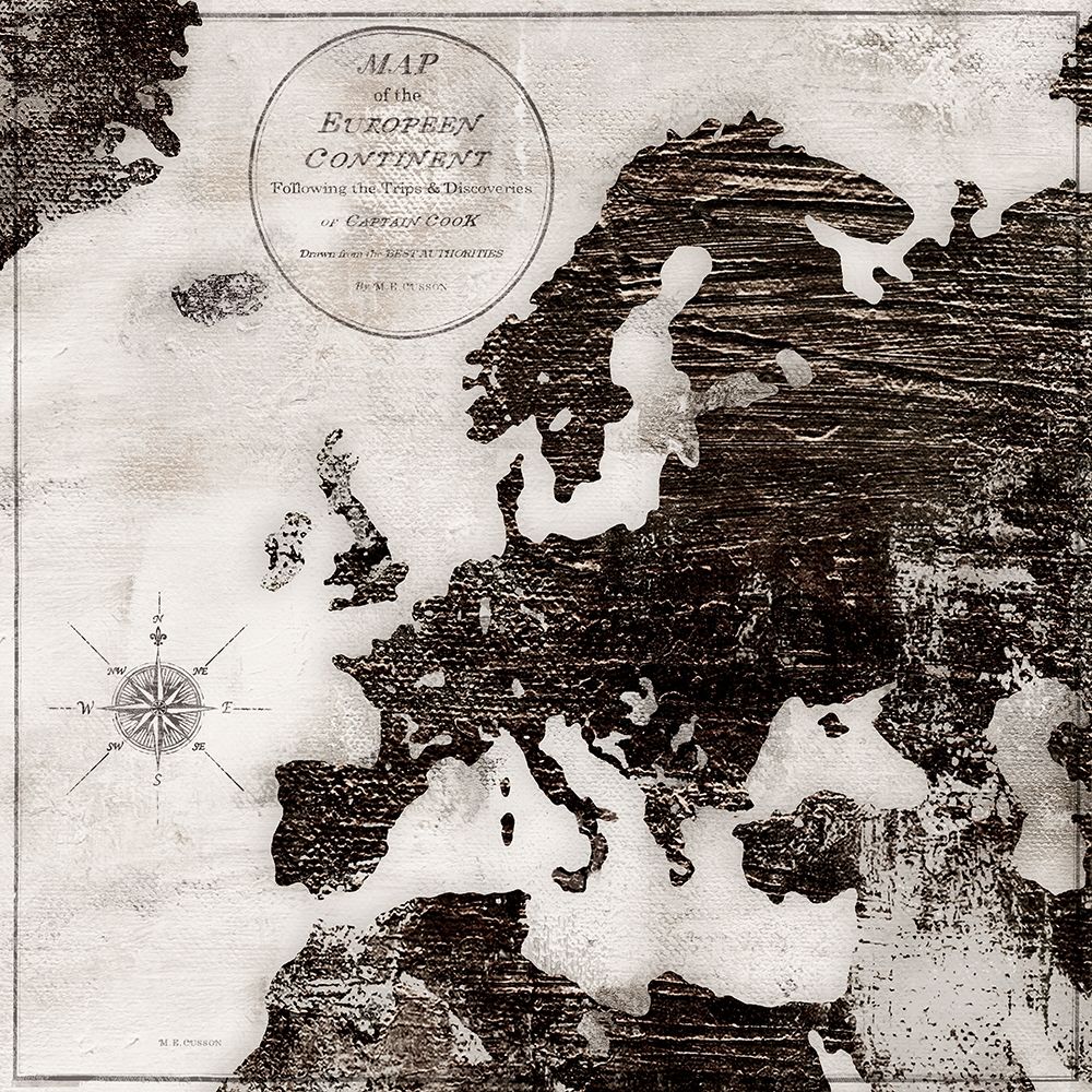 World Map Black and White III-Europe art print by Marie-Elaine Cusson for $57.95 CAD
