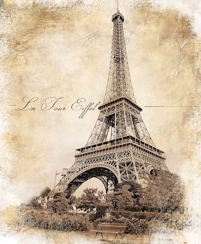 Vintage Eiffel Tower art print by Marie-Elaine Cusson for $57.95 CAD