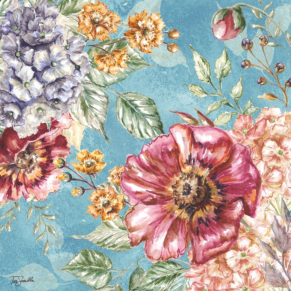 Wildflower Medley square blue II art print by Tre Sorelle Studios for $57.95 CAD