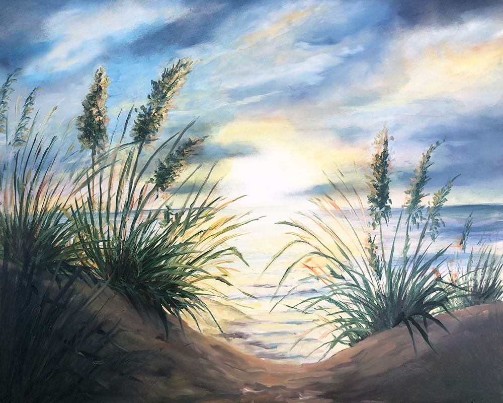Coastal Sunrise Oil Painting square art print by Tre Sorelle Studios for $57.95 CAD