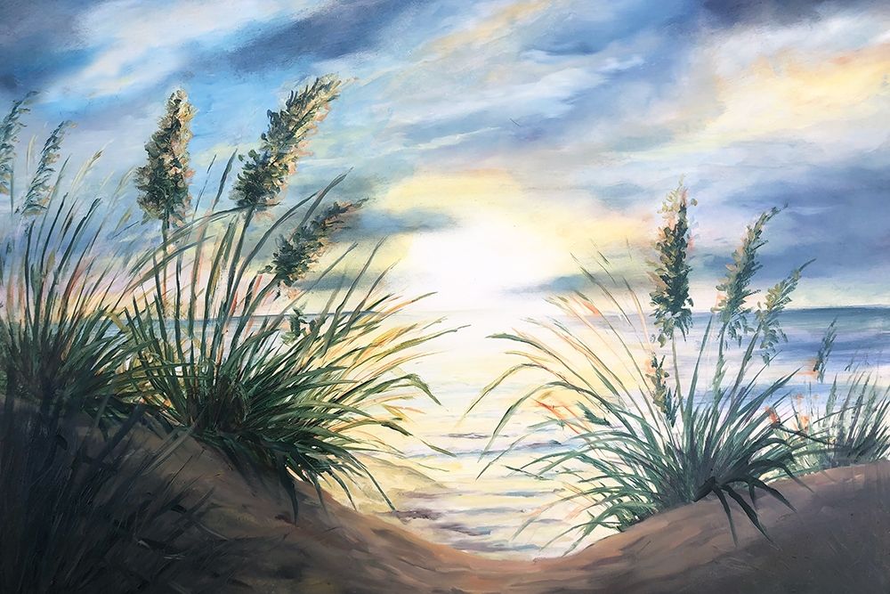 Coastal Sunrise Oil Painting landscape art print by Tre Sorelle Studios for $57.95 CAD