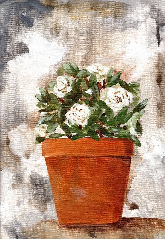 White Flower Clay Pot I art print by Marcy Chapman for $57.95 CAD