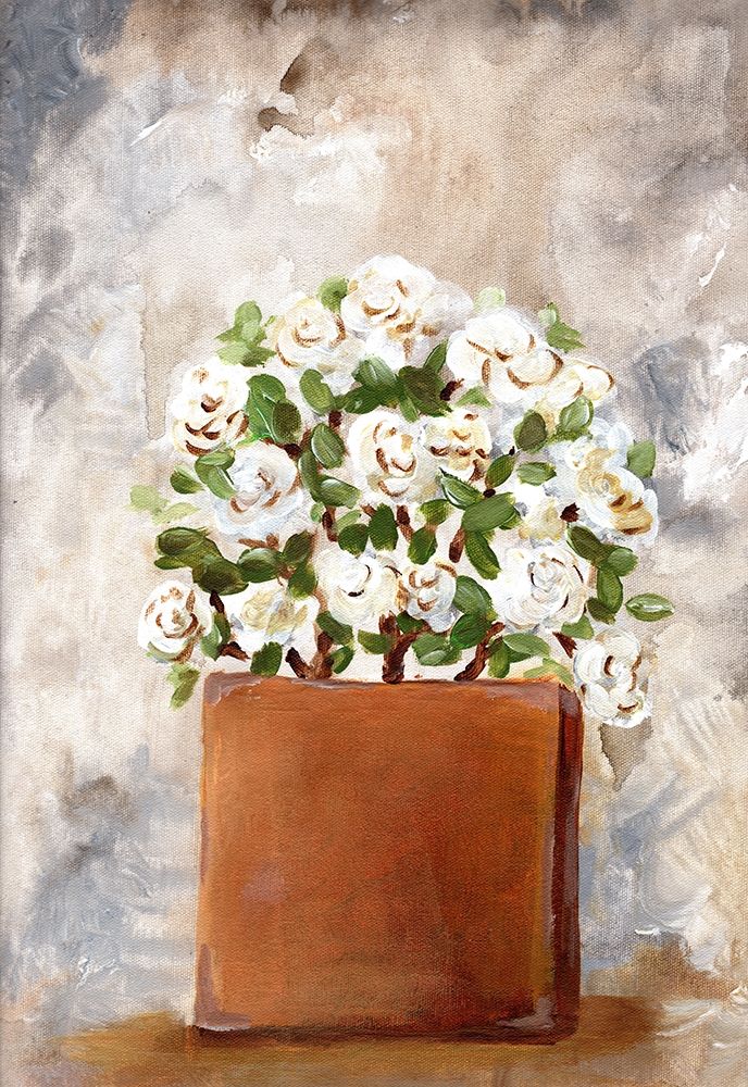 White Flower Clay Pot II art print by Marcy Chapman for $57.95 CAD
