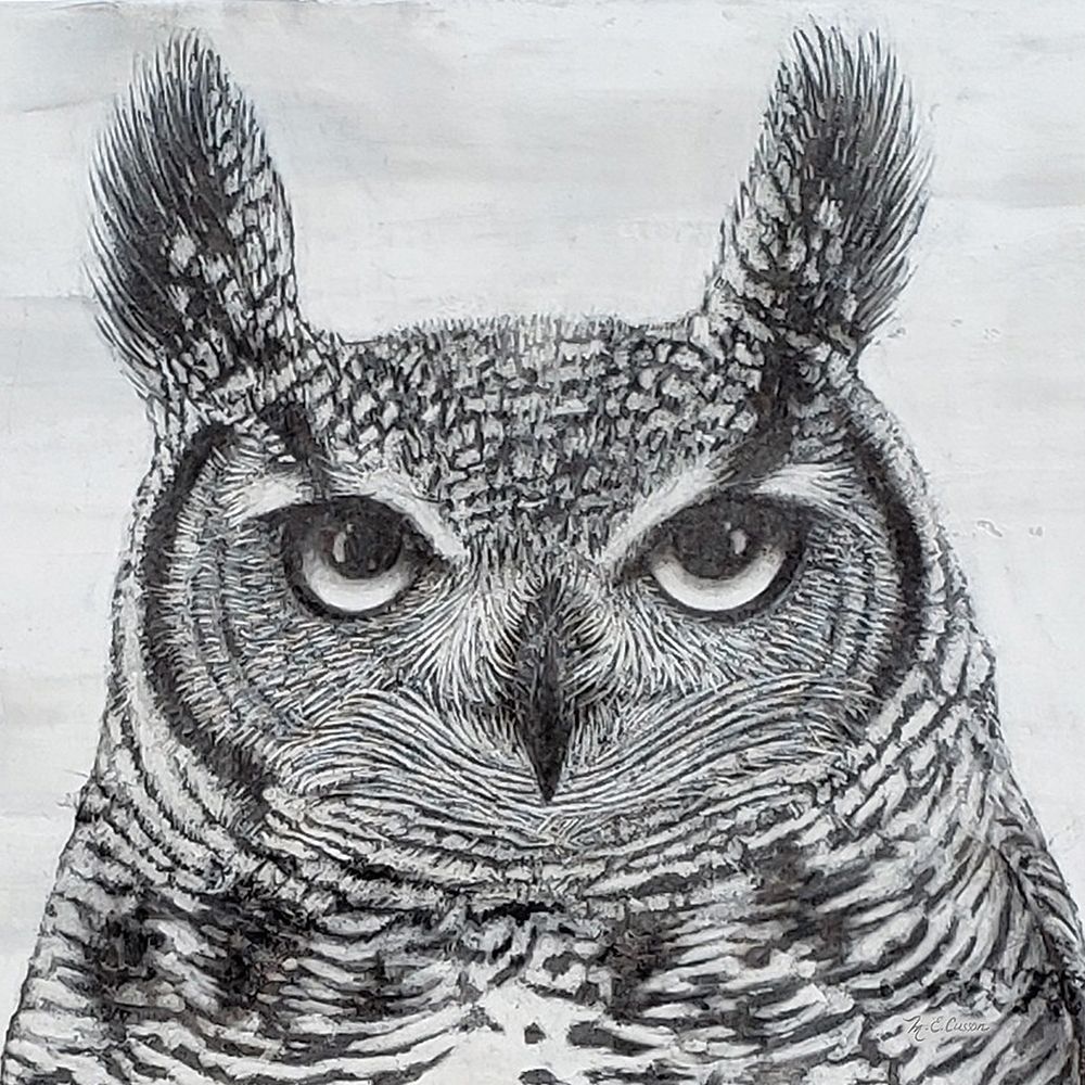 Portrait of an Owl art print by Marie-Elaine Cusson for $57.95 CAD