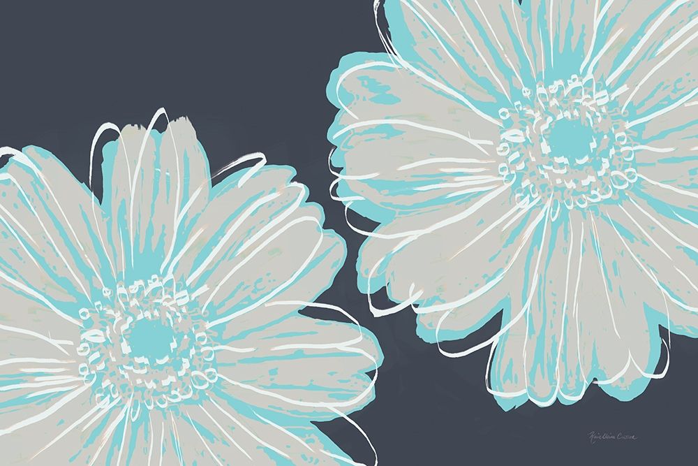 Flower Pop Sketch VI-Dark Blue BG art print by Marie-Elaine Cusson for $57.95 CAD
