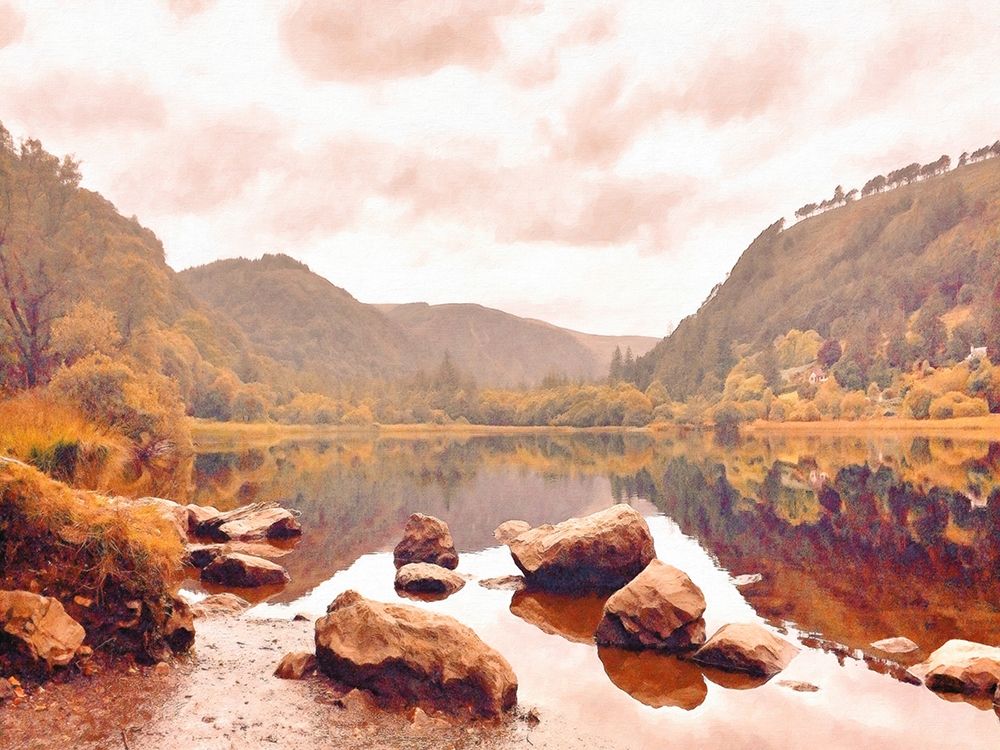 Lakeside  in Autumn art print by Graffi-tee Studios for $57.95 CAD