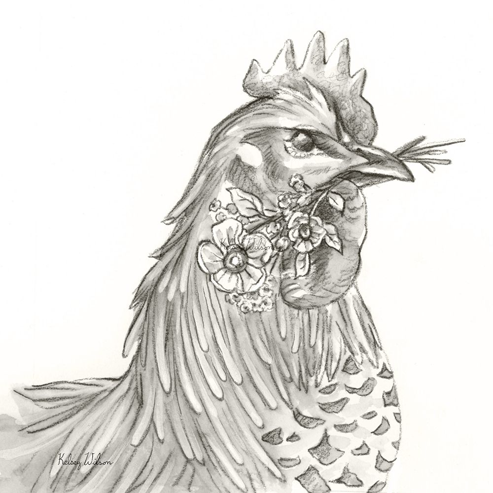 Watercolor  Pencil Farm VI-Rooster art print by Kelsey Wilson for $57.95 CAD
