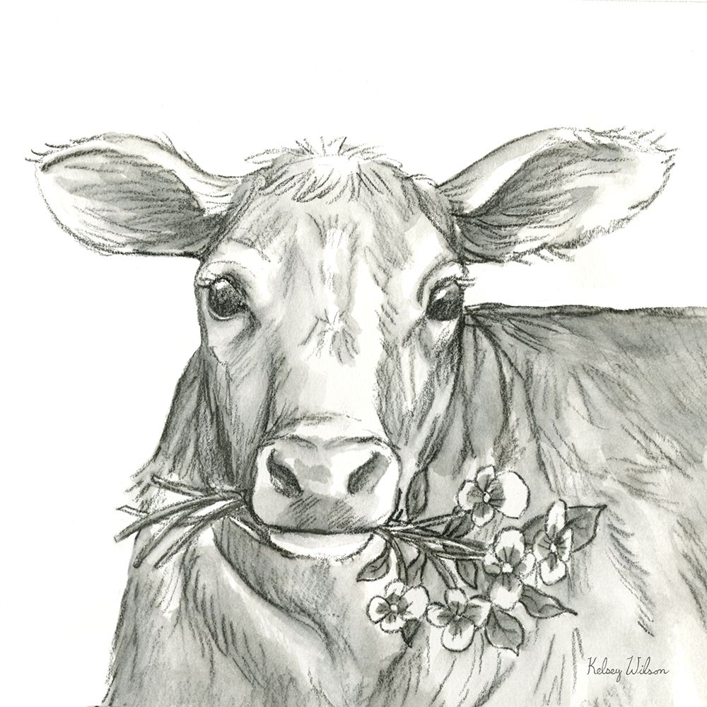 Watercolor  Pencil Farm VIII-Cow 2 art print by Kelsey Wilson for $57.95 CAD
