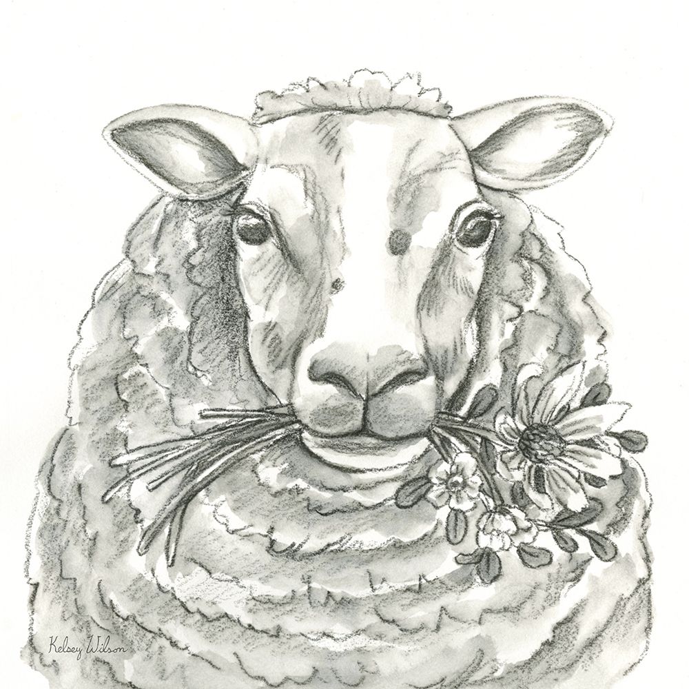 Watercolor  Pencil Farm IX-Sheep art print by Kelsey Wilson for $57.95 CAD