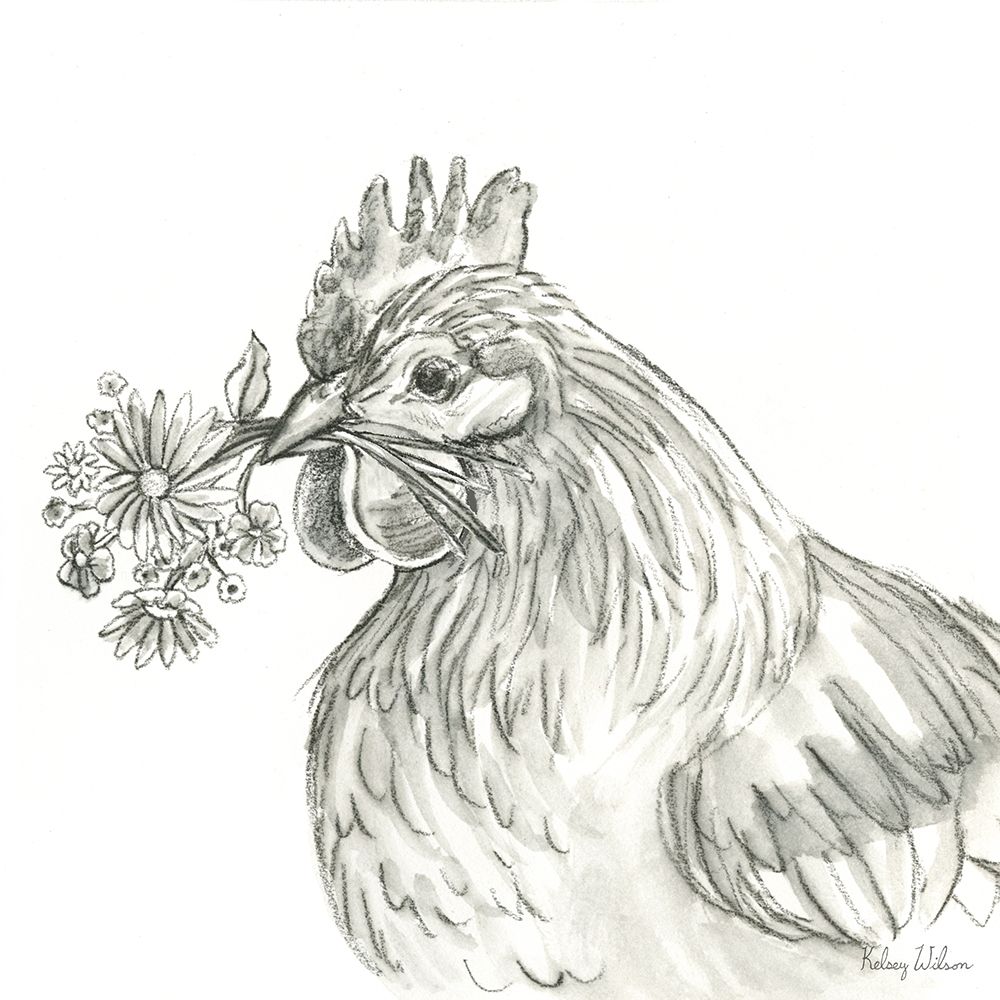 Watercolor  Pencil Farm X-Hen art print by Kelsey Wilson for $57.95 CAD