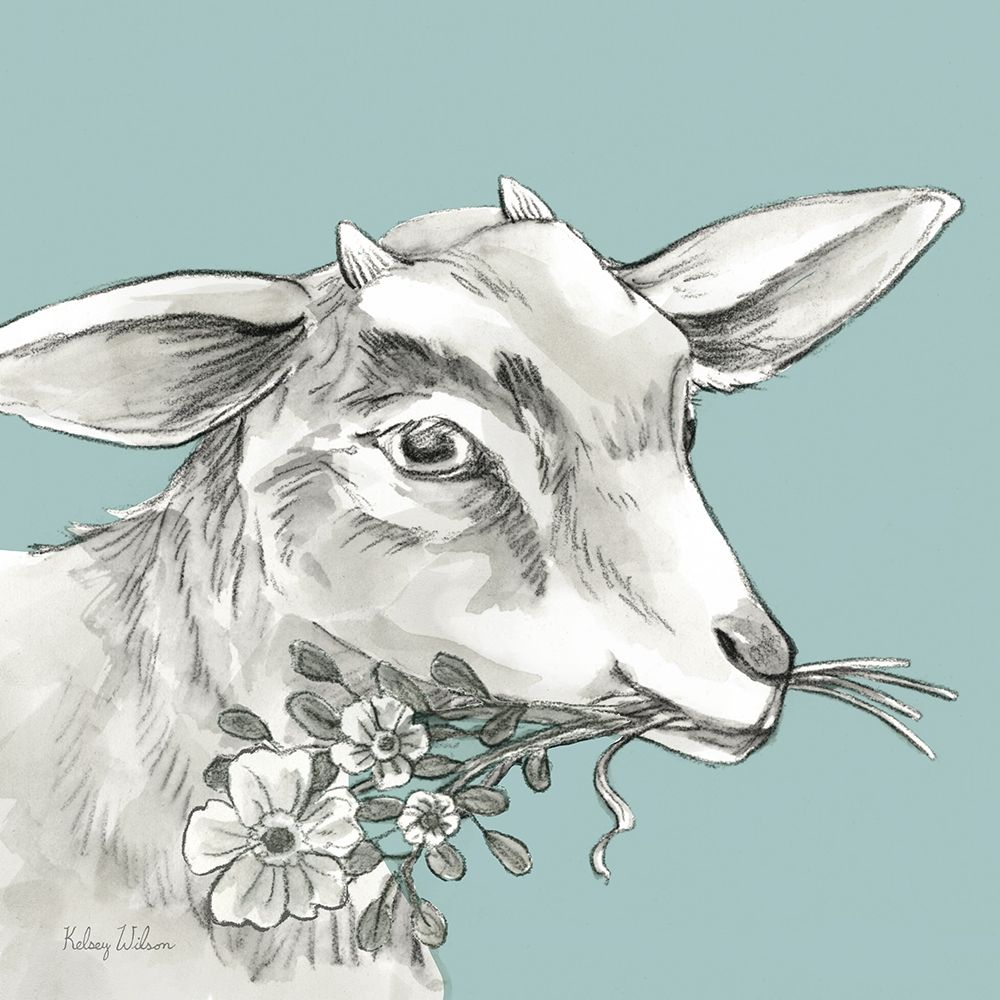 Watercolor  Pencil Farm color IV-Goat art print by Kelsey Wilson for $57.95 CAD