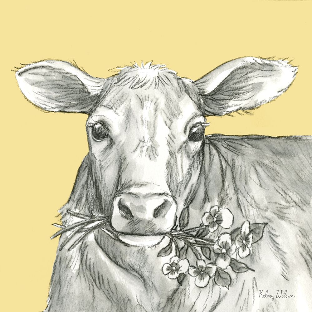 Watercolor  Pencil Farm color VIII-Cow 2 art print by Kelsey Wilson for $57.95 CAD