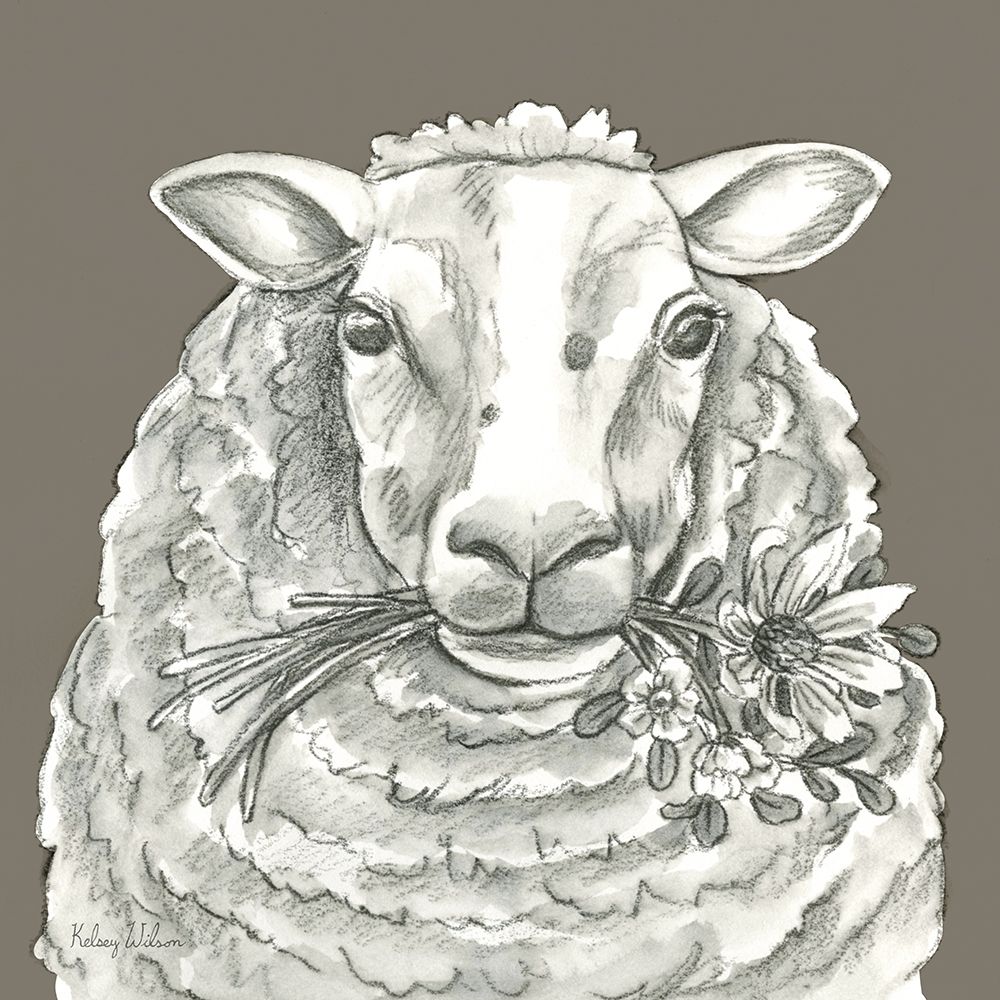 Watercolor  Pencil Farm color IX-Sheep art print by Kelsey Wilson for $57.95 CAD