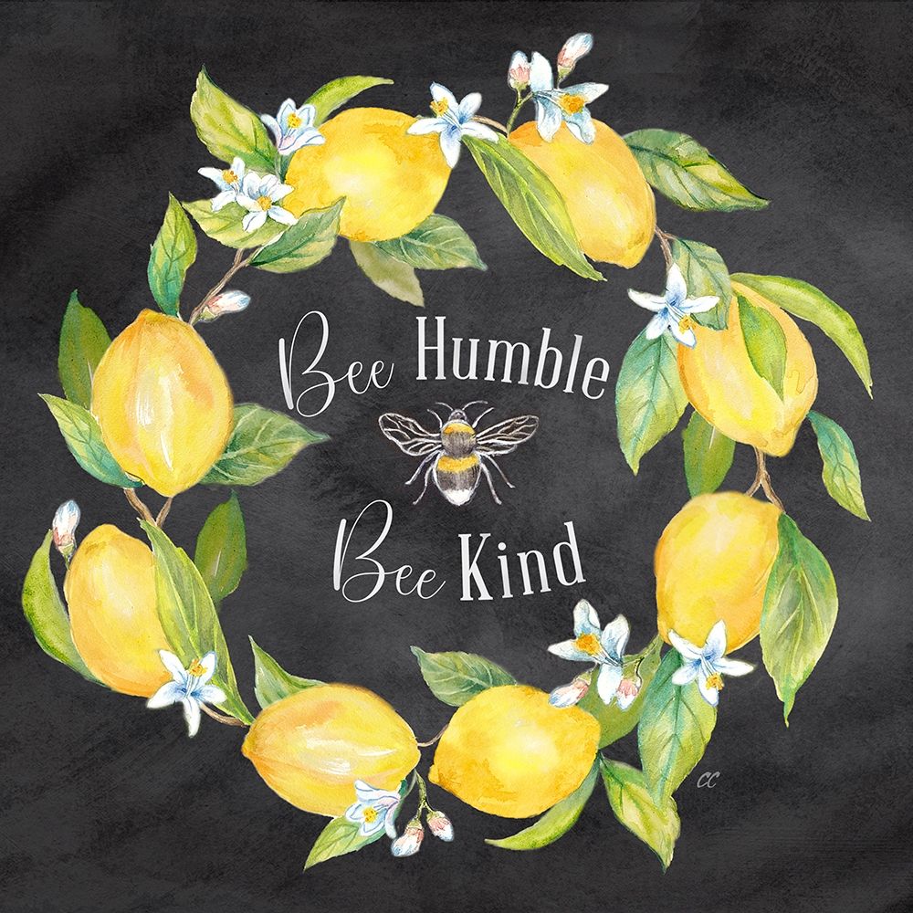 Lemons  And Bees Sentiment black I art print by Cynthia Coulter for $57.95 CAD