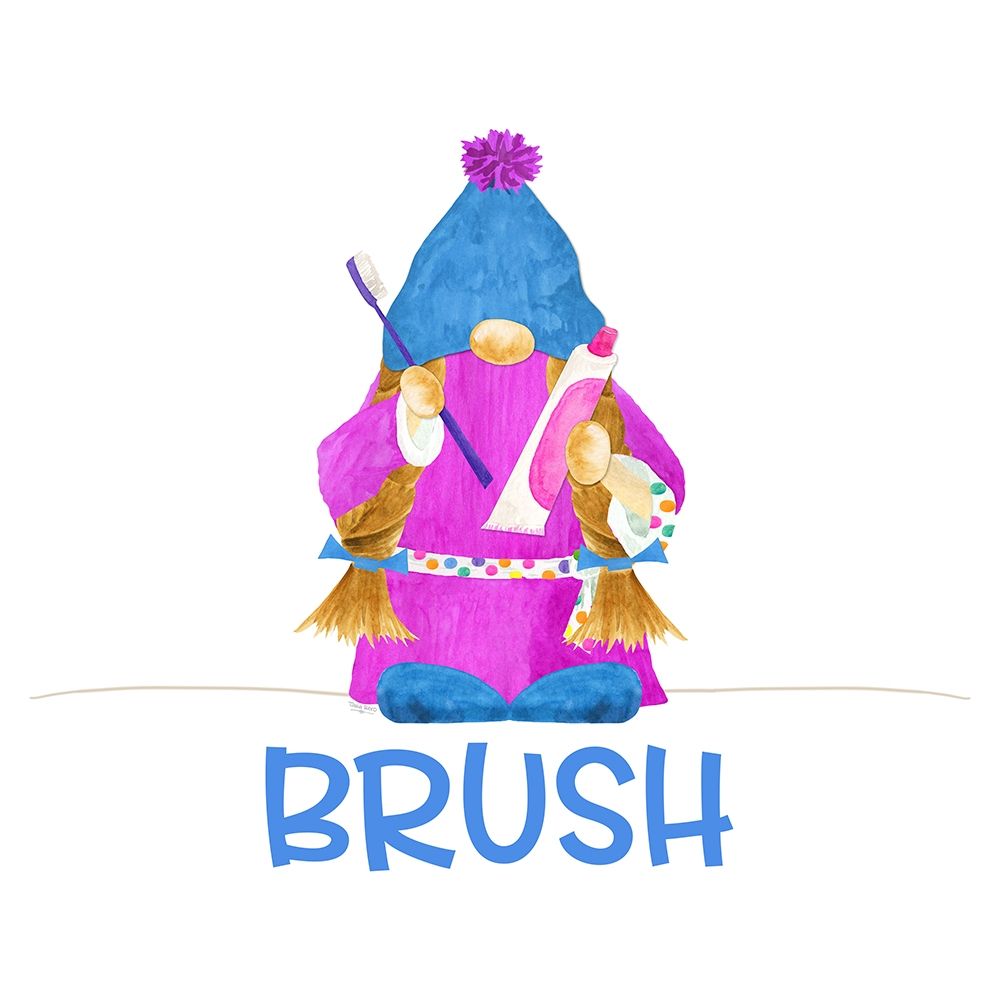 Bathroom  Gnomes I-Brush Girl art print by Tara Reed for $57.95 CAD