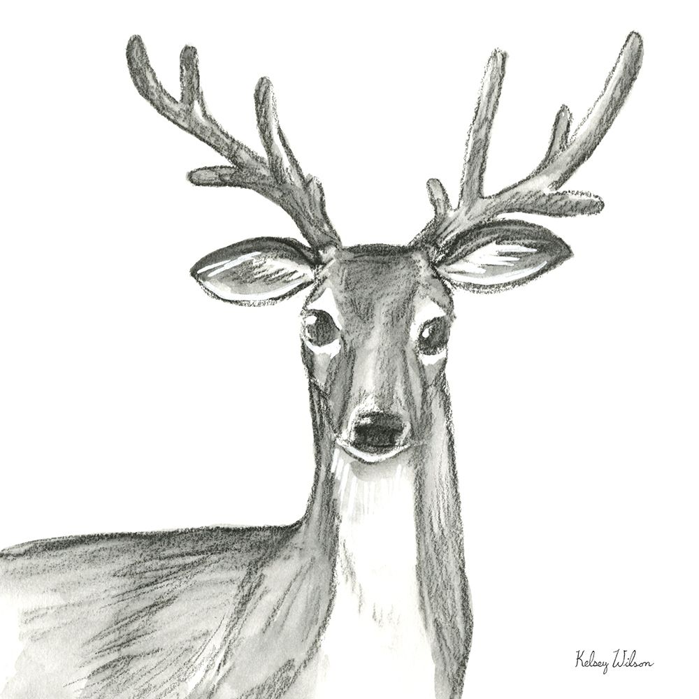 Watercolor Pencil Forest VIII-Deer art print by Kelsey Wilson for $57.95 CAD