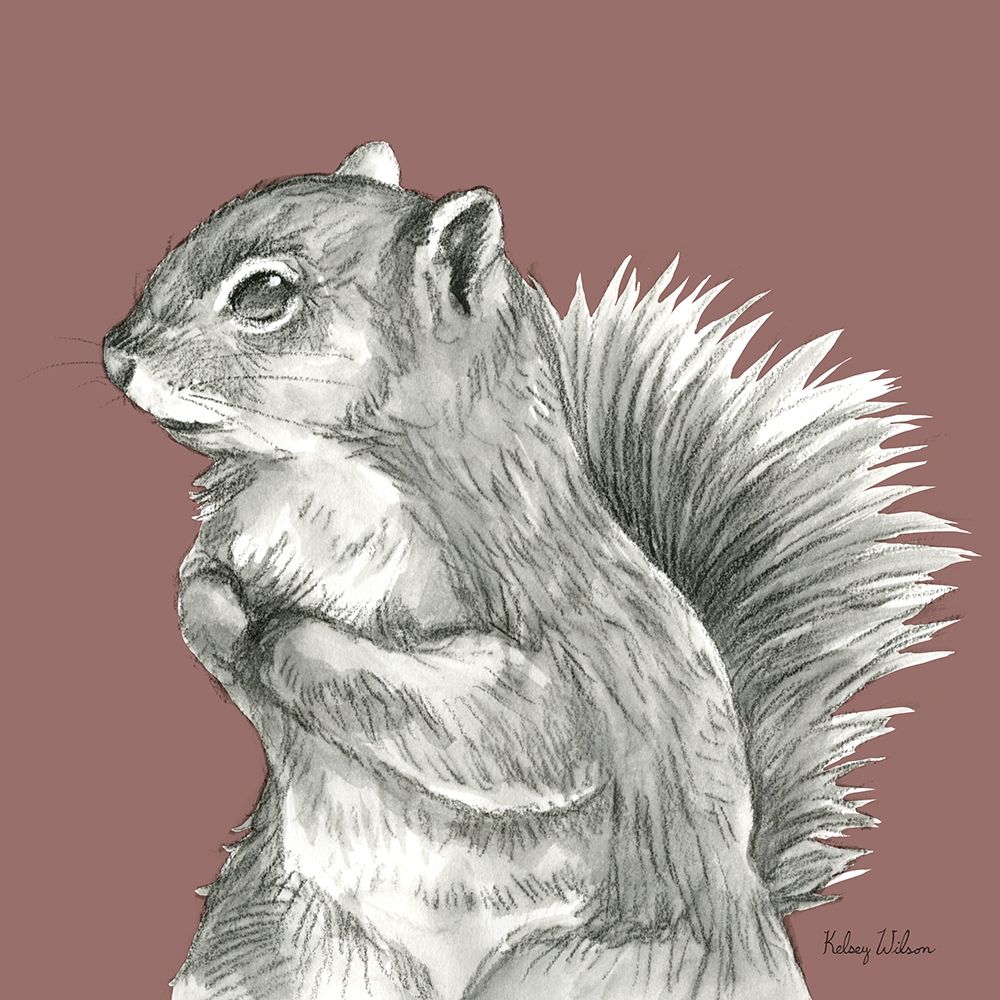 Watercolor Pencil Forest color IV-Squirrel art print by Kelsey Wilson for $57.95 CAD