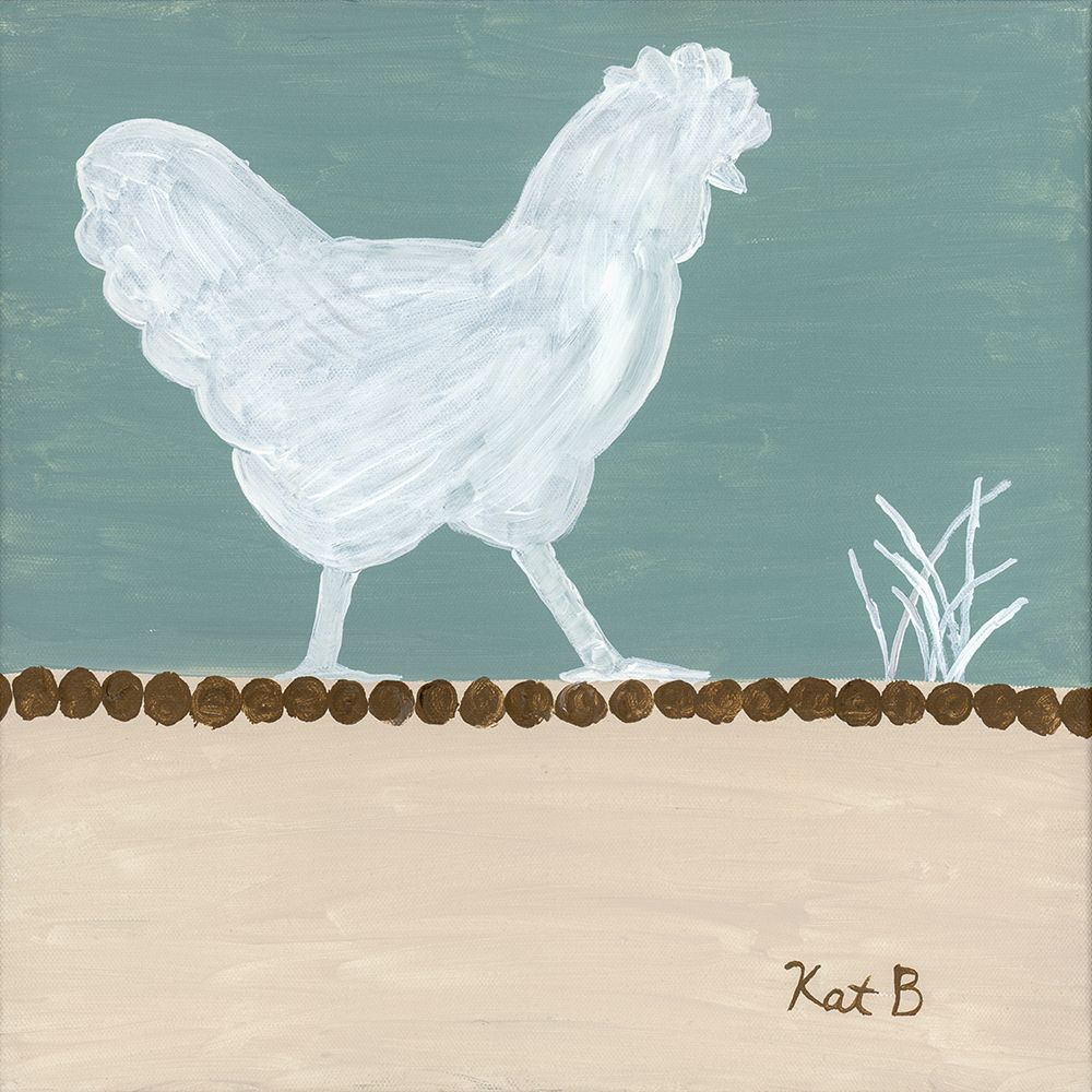 Out  to Pasture IV-White Chicken art print by Kathleen Bryan for $57.95 CAD