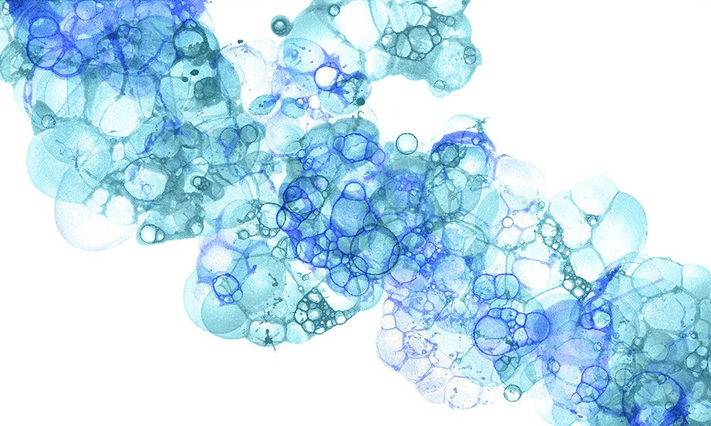 Bubblescape aqua And blue I art print by Kelsey Wilson for $57.95 CAD