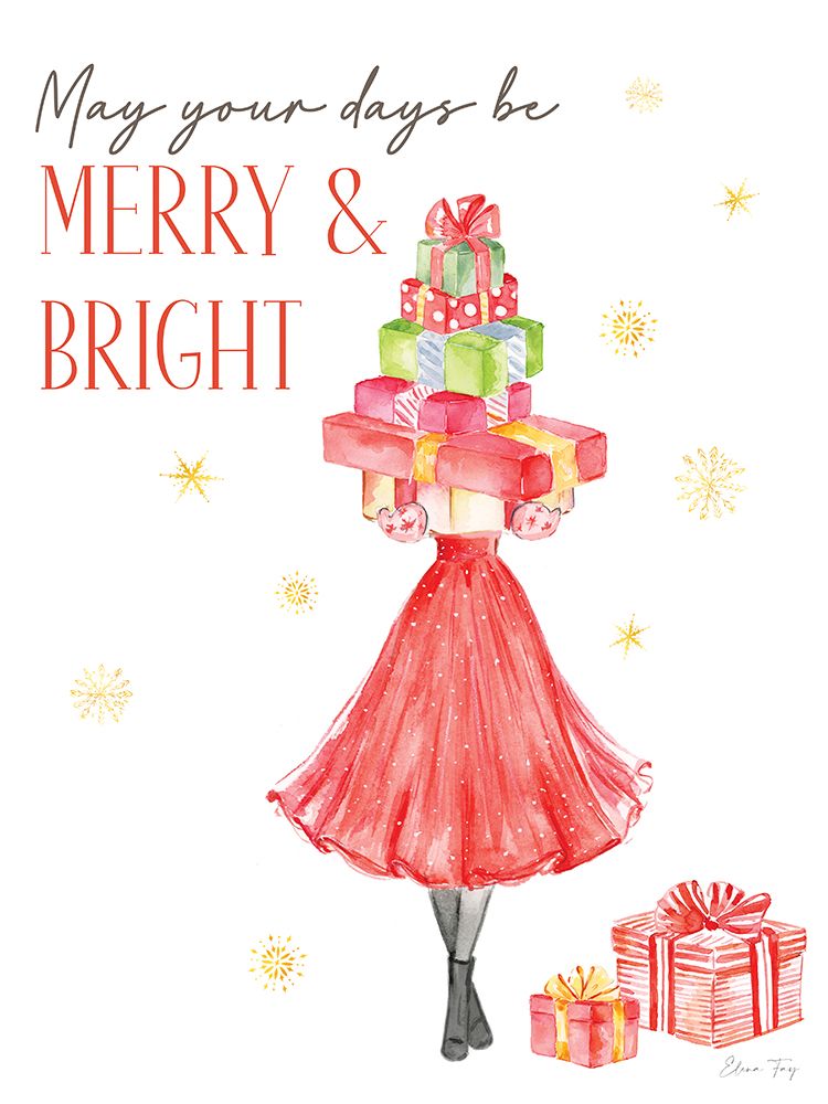 Christmas in the City portrait V-Merry & Bright art print by Elena Fay for $57.95 CAD