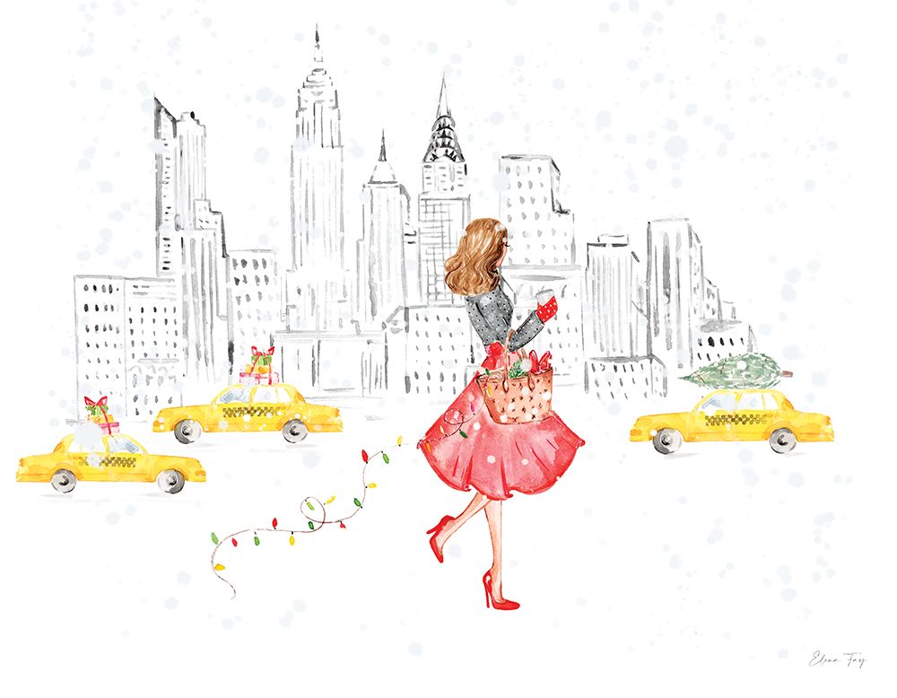 Christmas in the City landscape III art print by Elena Fay for $57.95 CAD