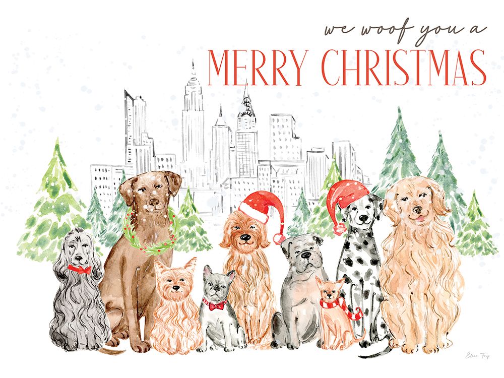 Christmas in the City landscape V-Merry Christmas art print by Elena Fay for $57.95 CAD
