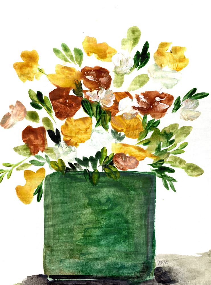 Green Pot Yellow Flowers art print by Marcy Chapman for $57.95 CAD