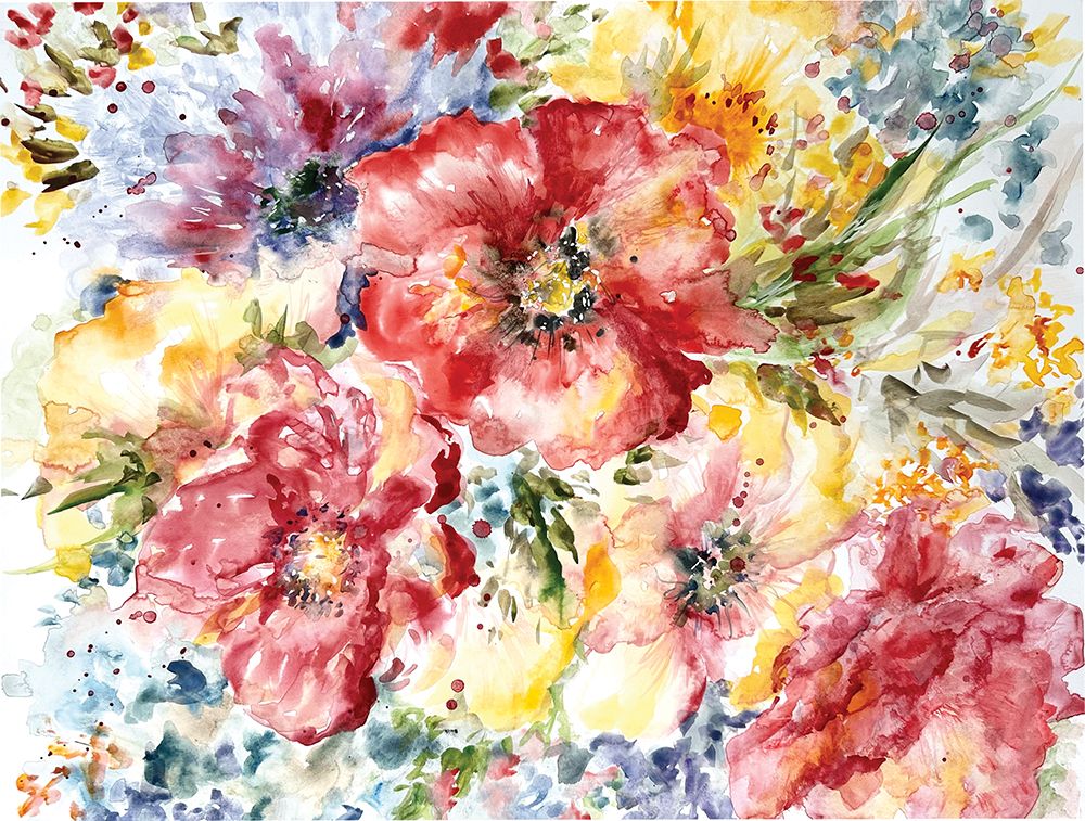 Red Floral Explosion landscape art print by Tre Sorelle Studios for $57.95 CAD