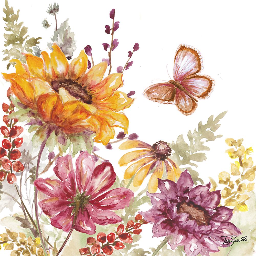 Wild Sunflower Meadow Watercolor II art print by Tre Sorelle Studios for $57.95 CAD