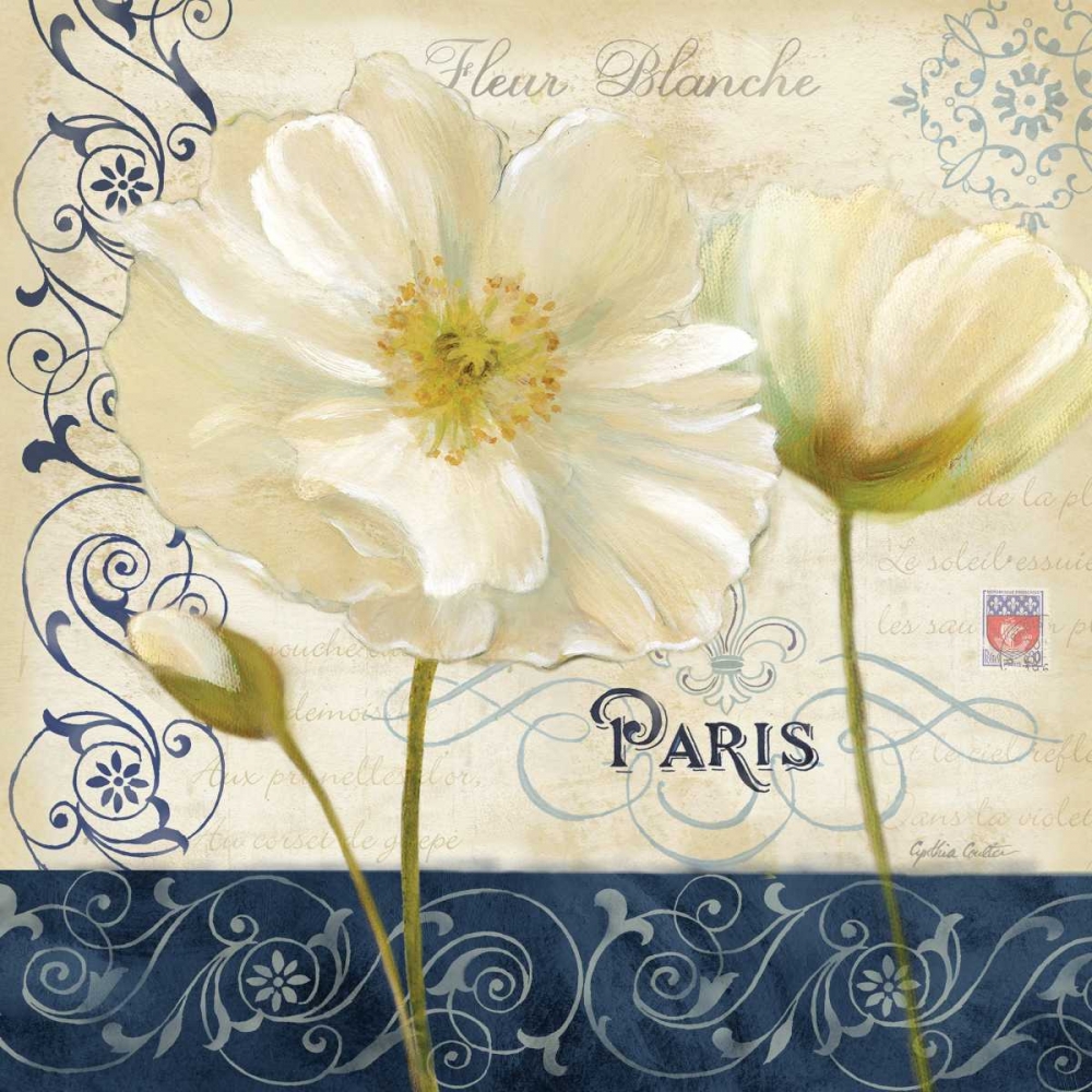 Paris Poppies Blue Trim I art print by Cynthia Coulter for $57.95 CAD